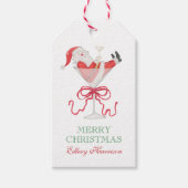 Waterverf Kerstman Kerstcocktailparty Cadeaulabel (Voorkant)