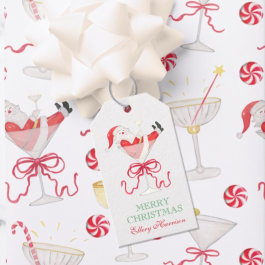 Waterverf Kerstman Kerstcocktailparty Cadeaulabel