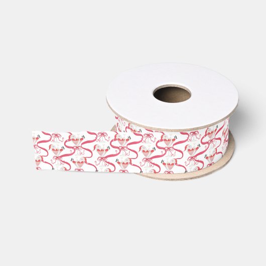 Waterverf Kerstman Kerstcocktailparty Grosgrain Lint (Spoel)