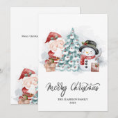 Waterverf Kerstman Kerstman Schattige Xmas Feestdagenkaart (Voorkant / Achterkant)