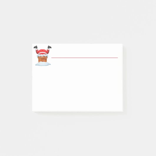 Waterverf Kerstman: Kerstmis in Chimney Fun Post-it® Notes (Voorkant)