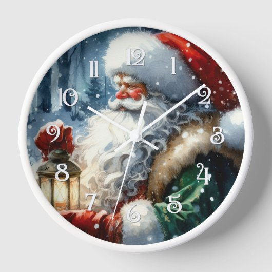 Waterverf Kerstman Kerstmis Sneeuw Bos (Voorkant)