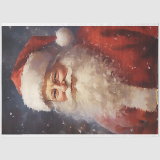 Waterverf kerstman lacht rood pet tissuepapier (Voorkant)