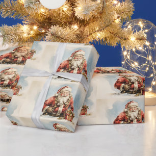 Waterverf Kerstman met Cadeaus Cadeaupapier