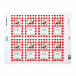 Waterverf Kerstman Rood Geruit KERSTKOEKJES Etiket