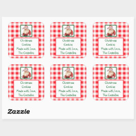 Waterverf Kerstman Rood Geruit KOEKJES Vierkante Sticker