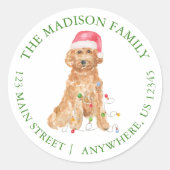 Waterverf Kerstman Terug Adres Ronde Sticker (Voorkant)