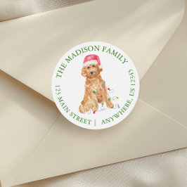 Waterverf Kerstman Terug Adres Ronde Sticker