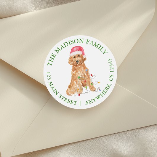 Waterverf Kerstman Terug Adres Ronde Sticker