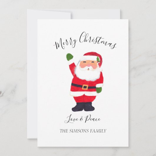 Waterverf Kerstman Vrolijk en stralend Feestdagenkaart (Voorkant)