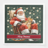 Waterverf Kerstman Vrolijk Kerstservetten Servet (Voorkant)