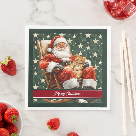 Waterverf Kerstman Vrolijk Kerstservetten Servet (Insitu)