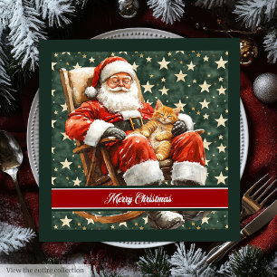 Waterverf Kerstman Vrolijk Kerstservetten Servet