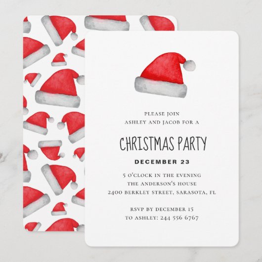 Waterverf Kerstman. Zakelijk kerstfeest Kaart (Voorkant / Achterkant)