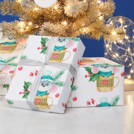 Waterverf kerstmankunst voor kinderen cadeaupapier (Feestdagen)