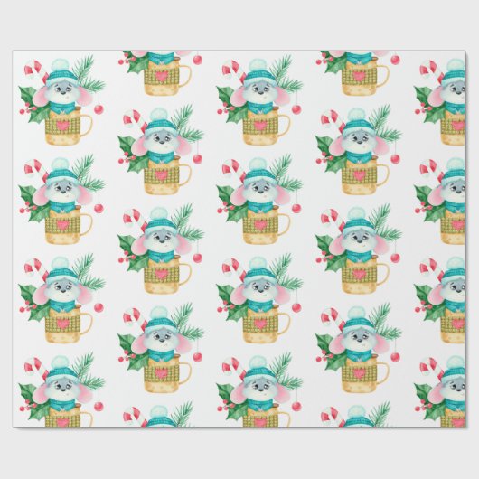 Waterverf kerstmankunst voor kinderen cadeaupapier (Vlak)