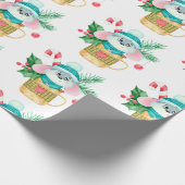 Waterverf kerstmankunst voor kinderen cadeaupapier (Hoek)