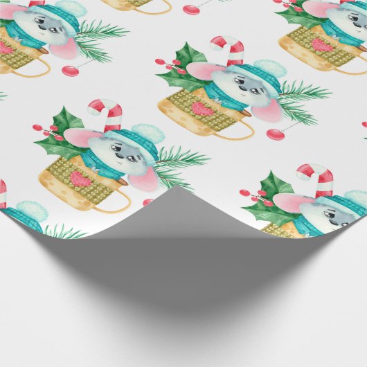 Waterverf kerstmankunst voor kinderen cadeaupapier (Hoek)