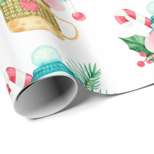 Waterverf kerstmankunst voor kinderen cadeaupapier (Rol Hoek)