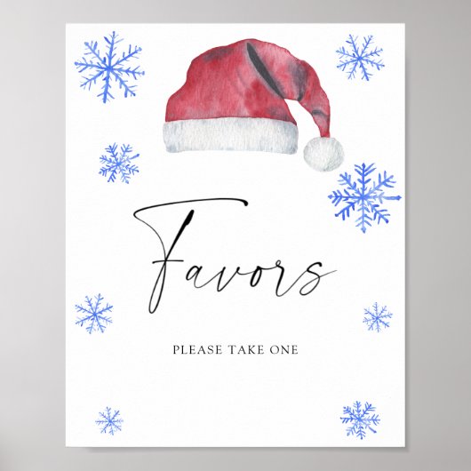 Waterverf kerstmannenhoed rood - Favorieten Poster (Voorkant)