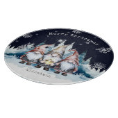Waterverf Kerstmannetjes Gepersonaliseerd Snijplank (Hoek)