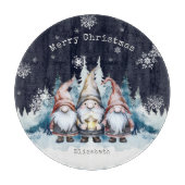 Waterverf Kerstmannetjes Gepersonaliseerd Snijplank (Voorkant)