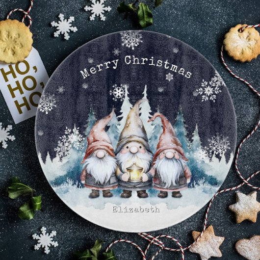 Waterverf Kerstmannetjes Gepersonaliseerd Snijplank