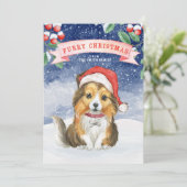 Waterverf kerstmantel Furry kerst-Kaart (Staand voorkant)