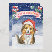 Waterverf kerstmantel Furry kerst-Kaart (Voorkant / Achterkant)