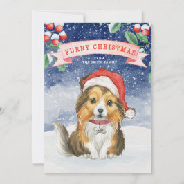 Waterverf kerstmantel Furry kerst-Kaart