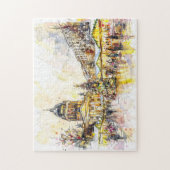Waterverf Kerstmarkt Berlijn Gendarmenmarkt Legpuzzel (Verticaal)