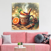  Waterverf Kerstmarkt Mulled Wine Canvas Afdruk (Insitu (Woonkamer))