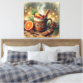  Waterverf Kerstmarkt Mulled Wine Canvas Afdruk (Insitu (Slaapkamer))