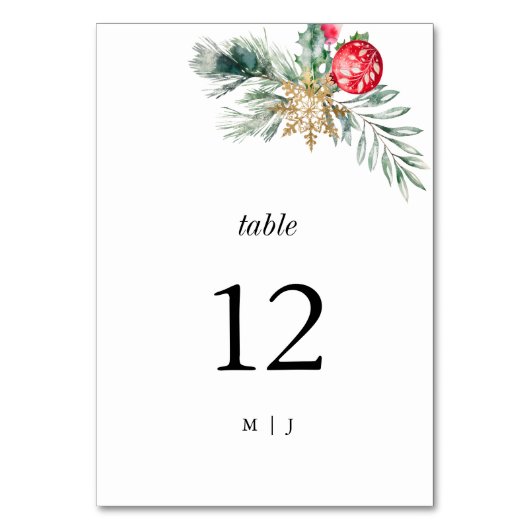 Waterverf kerstminimalistisch monogram feestelijk kaart (Voorkant)