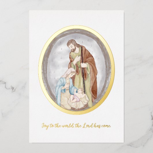 Waterverf — kerstmis aangepast folie feestdagenkaart (Voorkant)