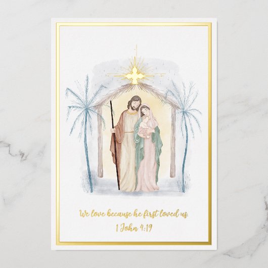 Waterverf — kerstmis aangepast folie feestdagenkaart (Voorkant)