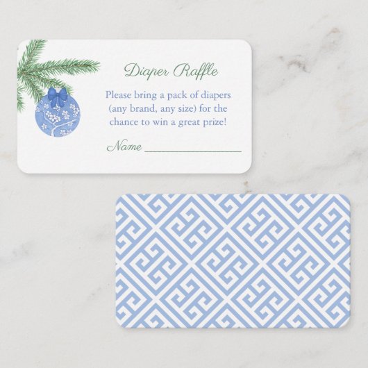 Waterverf Kerstmis Baby shower Diaper Raffle Informatiekaartje (Voorkant / Achterkant)