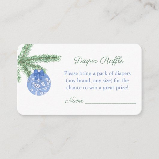 Waterverf Kerstmis Baby shower Diaper Raffle Informatiekaartje (Voorkant)