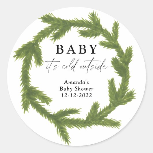 Waterverf Kerstmis baby shower Ronde Sticker (Voorkant)