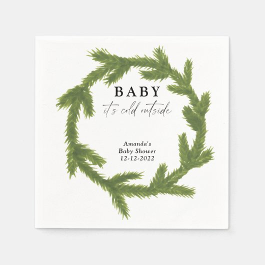 Waterverf Kerstmis baby shower Servet (Voorkant)
