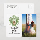 Waterverf Kerstmis Baby Verwacht foto Aankondigingskaart (Voorkant / Achterkant)