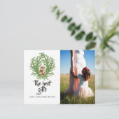 Waterverf Kerstmis Baby Verwacht foto Aankondigingskaart (Staand voorkant)