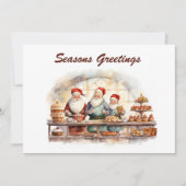 waterverf Kerstmis bakken Santa tekst toevoegen Feestdagenkaart (Voorkant)