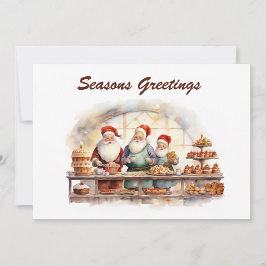 waterverf Kerstmis bakken Santa tekst toevoegen Feestdagenkaart (Voorkant)