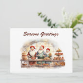 waterverf Kerstmis bakken Santa tekst toevoegen Feestdagenkaart (Staand voorkant)