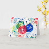 Waterverf Kerstmis Baubles Holiday Greeting Kaart (Gele Bloem)