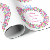 Waterverf Kerstmis Baubles krans gepersonaliseerd Cadeaupapier (Rol Hoek)