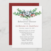 Waterverf Kerstmis Berry Cotton Rehearsal Dinner Kaart (Voorkant / Achterkant)