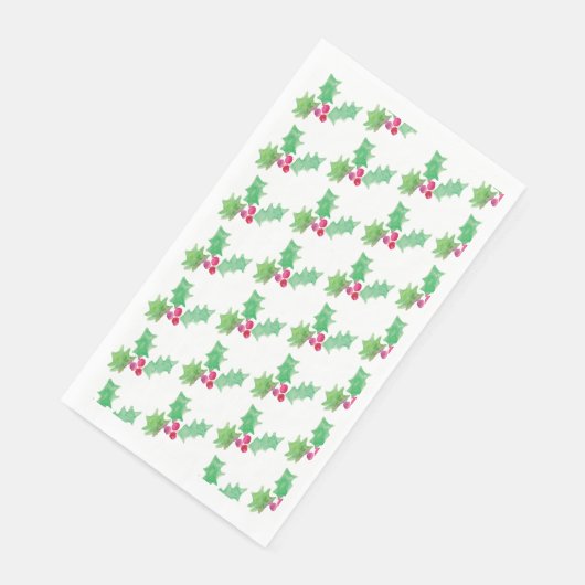 Waterverf Kerstmis Berry Hand Painted Pattered Servet (Hoek)