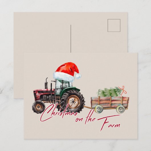 Waterverf Kerstmis boerderijdieren Feestdagenkaart (Voorkant / Achterkant)